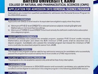 BUK remedial admission form, 2024/2025