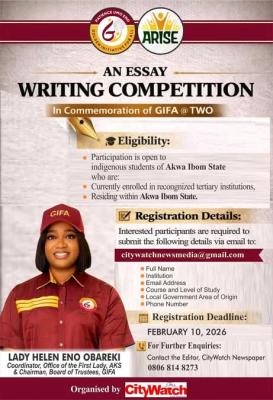 City watch essay competition for Akwa Ibom Students City watch essay competition for Akwa Ibom Students