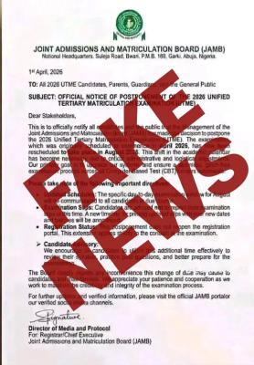 JAMB debunks rumour on the postponement of 2026 UTME Ei6htuP5Xb3WGsKq8wXhS3NezsAB3vxRVVqLxell