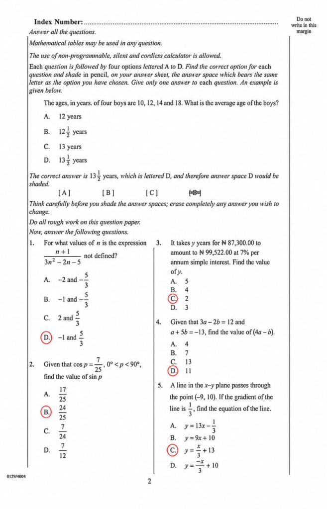 Waec 2026 Mathematics Questions and Answers