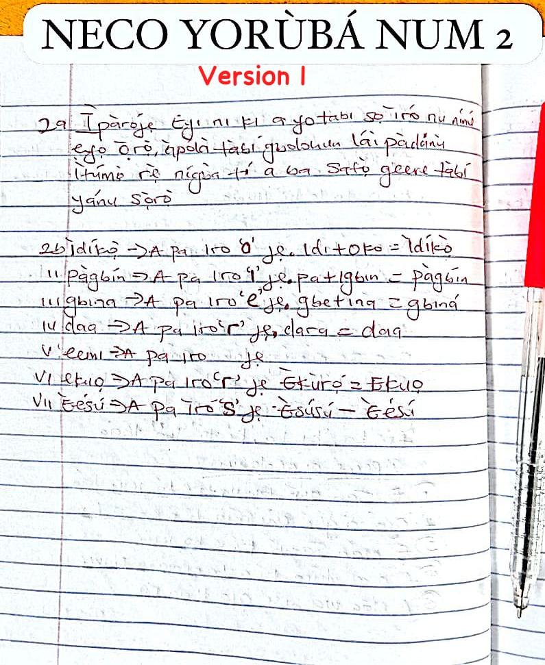 25062026 2ghu Neco 2026 Yoruba Questions and Answers (Expo)