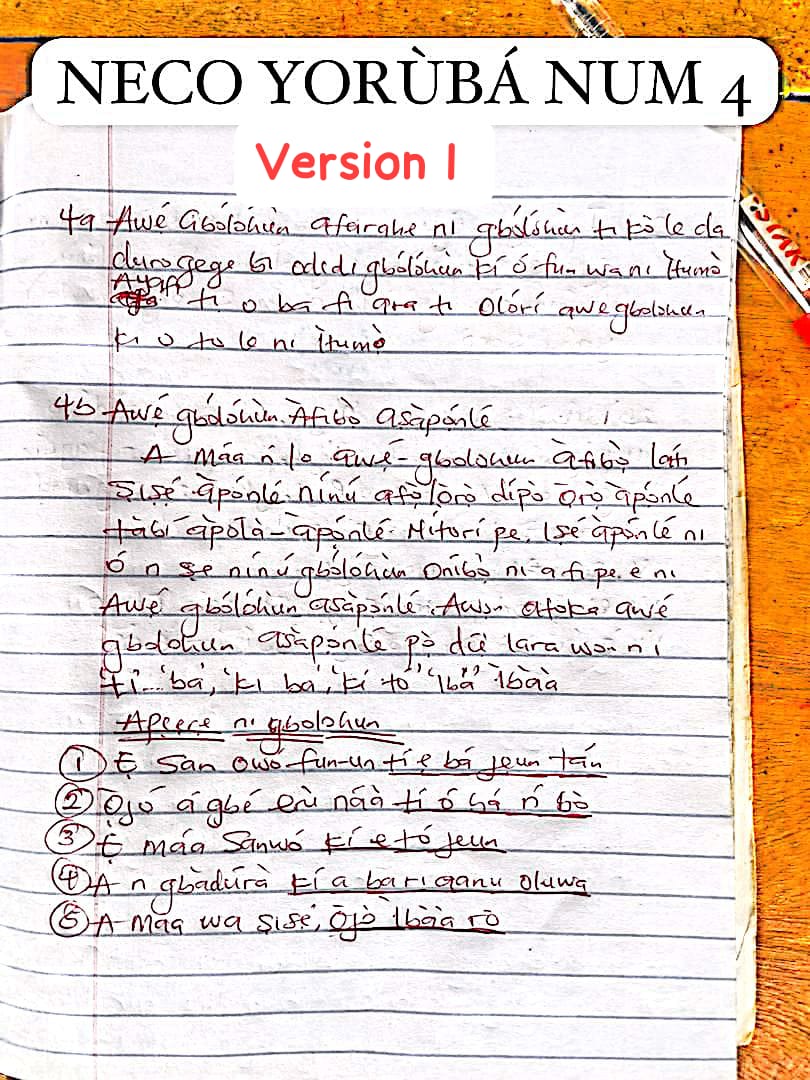 25062026 6k8e Neco 2026 Yoruba Questions and Answers (Expo)