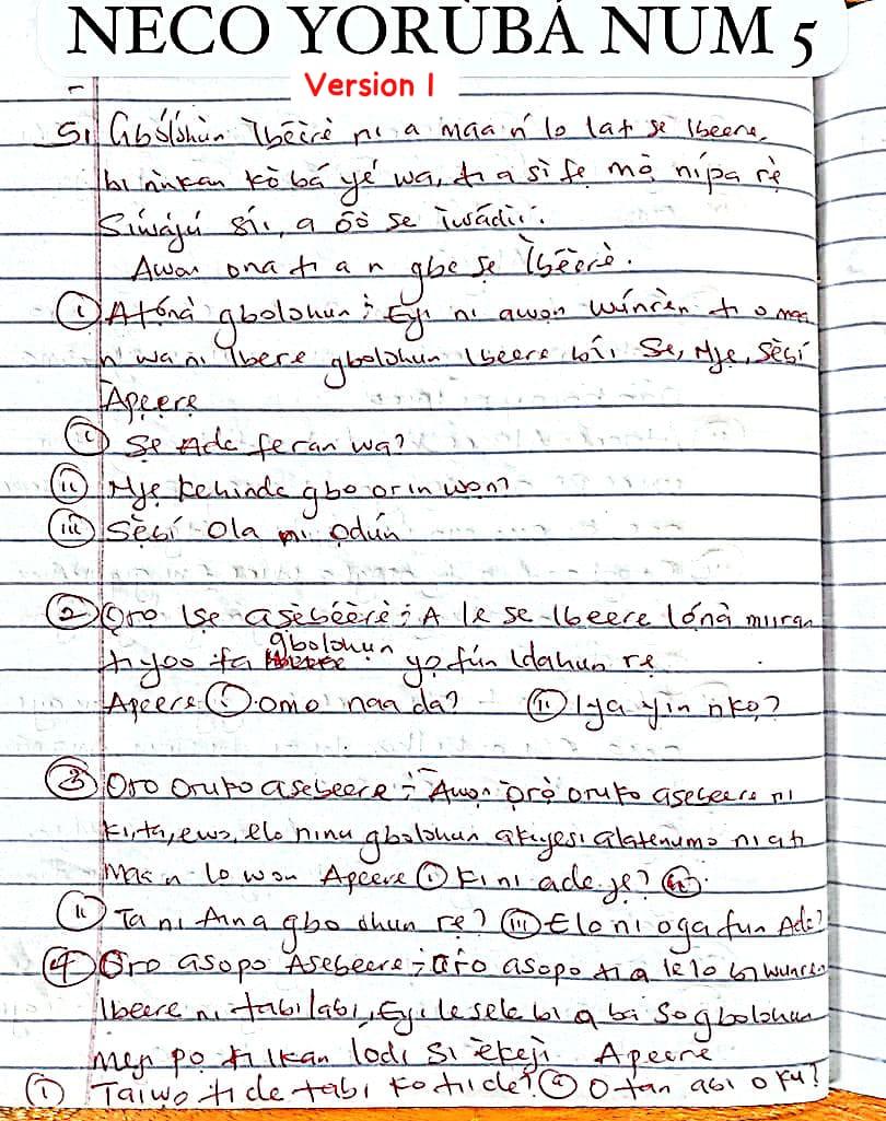 25062026 i7h0 Neco 2026 Yoruba Questions and Answers (Expo)