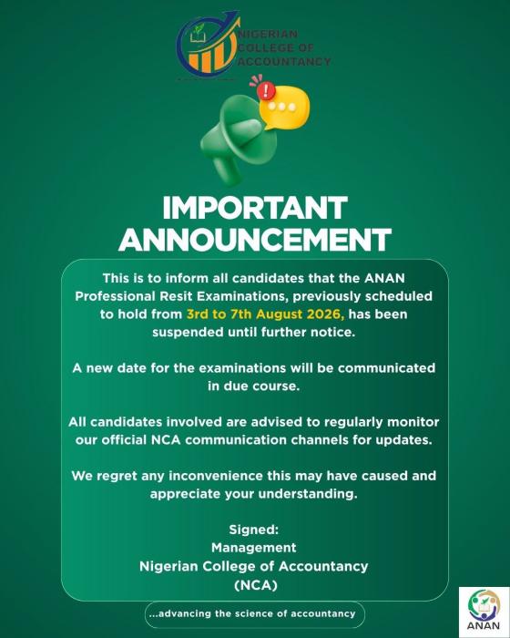 Nigerian College of Accountancy suspends August 2026 resit exams