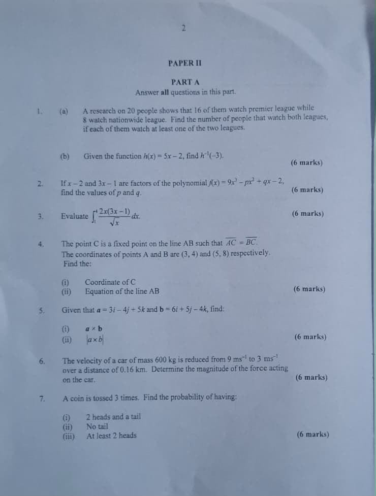Neco 2026 Further Mathematics Questions and Answers