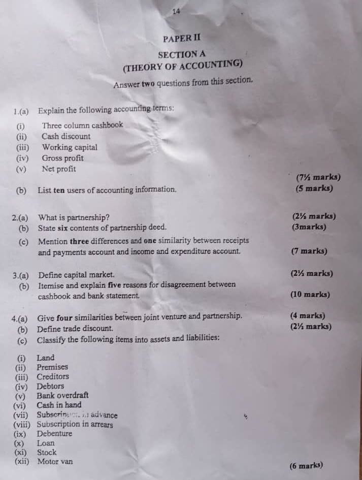 Neco 2026 Accounting Questions And Answers Neco 2026 Accounting Questions And Answers
