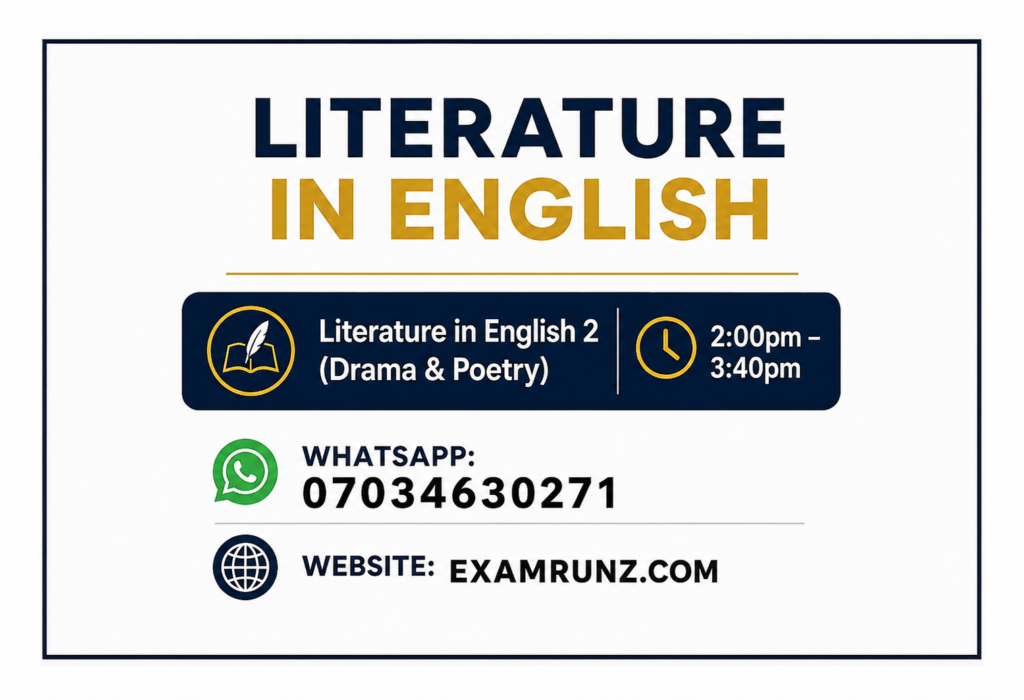 Neco 2026 Literature in English Answers