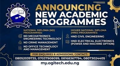 OGITECH Begins Admission Into New Programmes