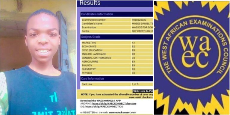 2026 WAEC: Student Aspiring to Study Medicine Shares Results, Seeks Opinions Online