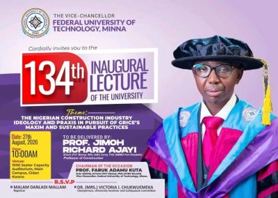 FUTMINNA 134th Inaugural Lecture Announcement