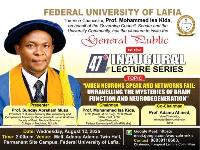 Federal University of Lafia announces 47th Inaugural Lecture Series