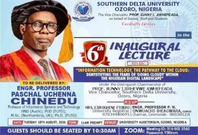 Southern Delta University Announces Its 6th Inaugural Lecture