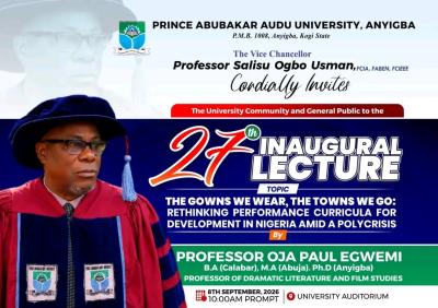 PAAU announces 27th Inaugural Lecture