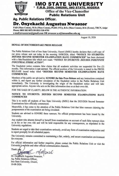 IMSU denies embarking on strike