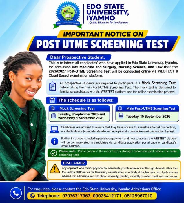 Edo State University Sets Post-UTME