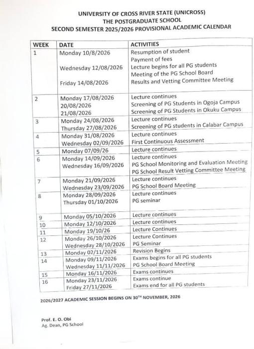 UNICROSS Senate Approves Revised Calendar Marks Key Milestones