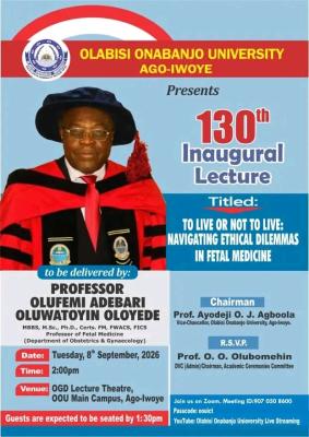 OOU announces 130th Inaugural Lectures