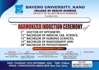 BUK College of Health Sci' announces harmonized Induction Ceremony