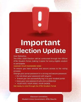 ATBU notice on SUG election update