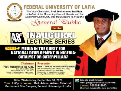 FULAFIA to Hold 48th Inaugural Lecture on September 30