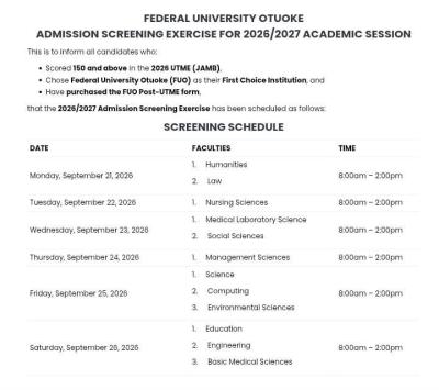 FUOTUOKE notice on screening schedule, 2026/2027